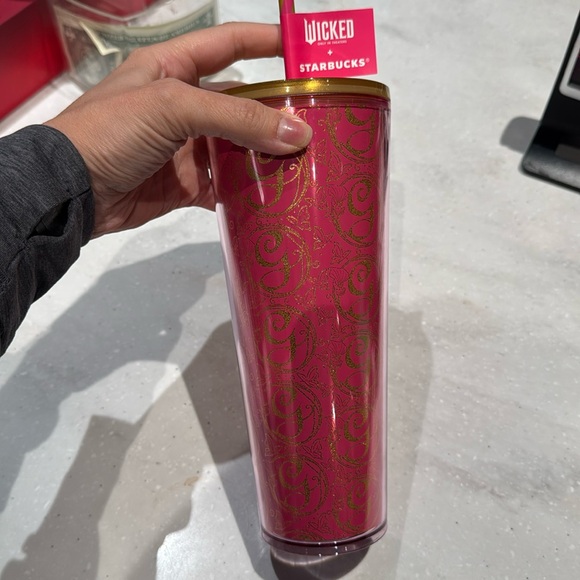 NWT Starbucks x Wicked Glinda Pink and Gold sparkle Venti Tumbler - Picture 3 of 4